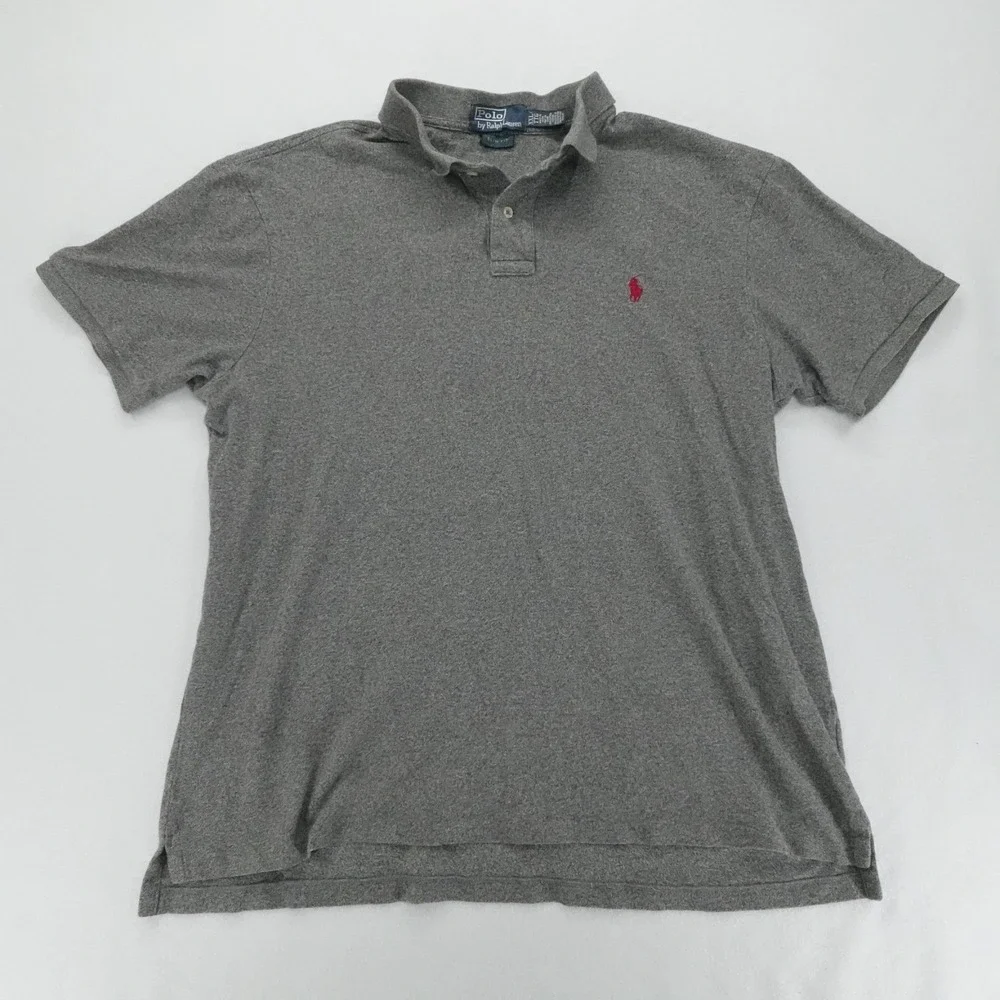 Polo Ralph Lauren Polo Shirt Mens XXL Gray Slim Fit Pony Casual Classic Preppy